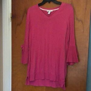 Isaac Mizrahi Pink Bell Sleeve Tunic